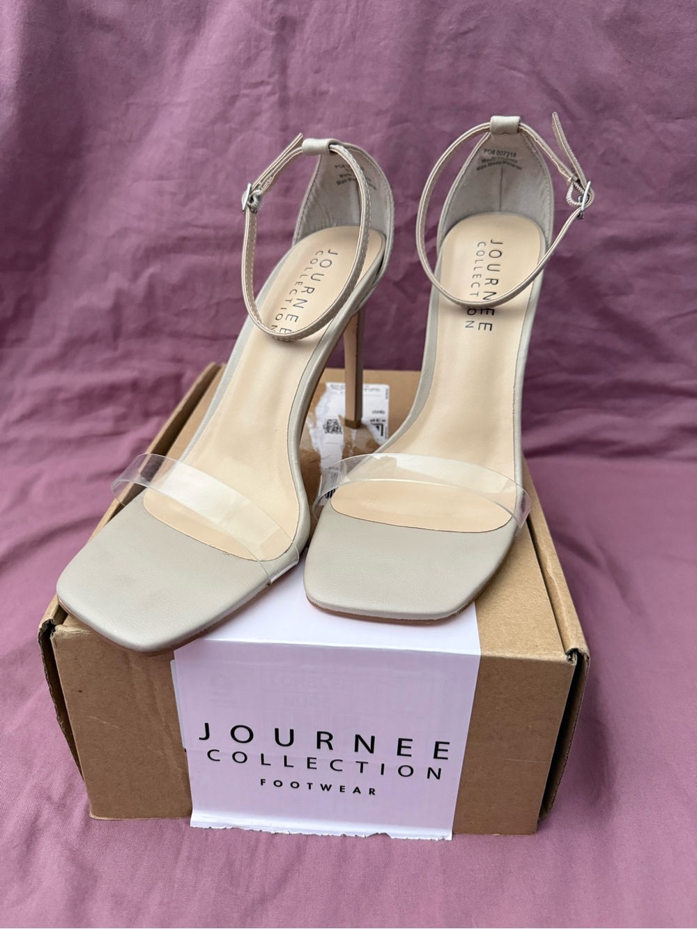 Journee Collection Lorelei Clear Strap Nude Stiletto Heels w/ Box Size 9